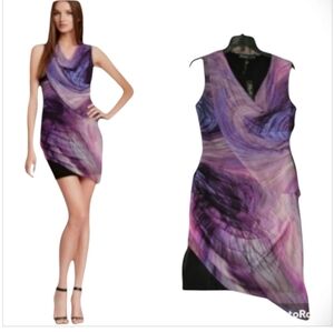 NWT ELIZABETH & JAMES Purple Cocktail Silk Mini Dress sz S